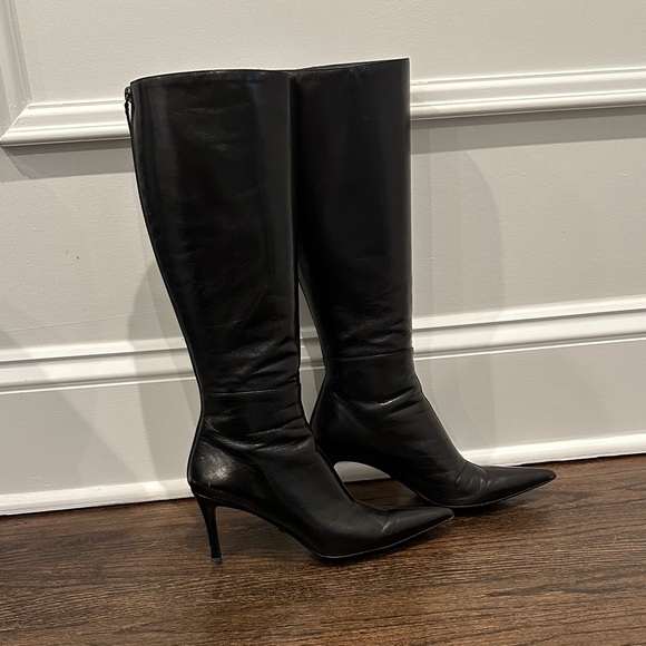 Gucci Black Heeled Leather Boots - Picture 1 of 7